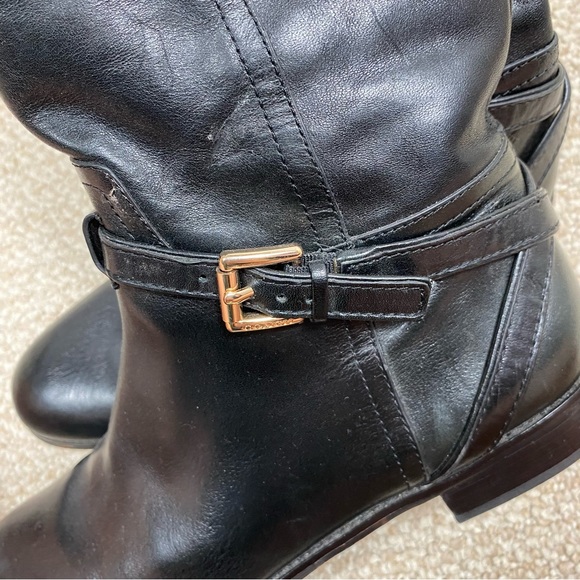 Coach Two Tone Leather Tall Riding Boots with Buckles - Picture 7 of 9